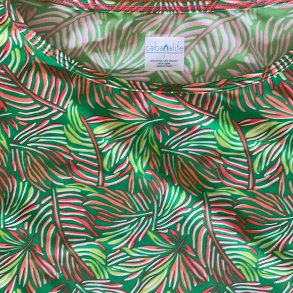 Cabana Life Orange/Green Tropical Shift Dress UPF 50 Sun Protection - Size Small - Picture 2 of 5